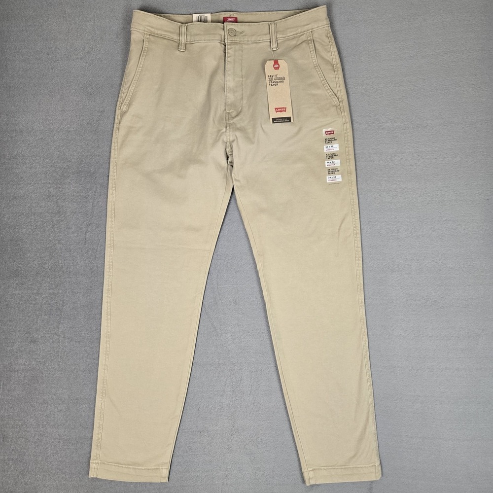 Levis XX Chino Pants Mens 34x32 Beige Cotton Twill Standard Taper Stretch NWT